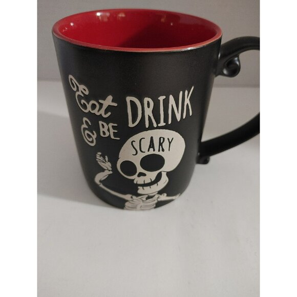 Halloween Mug Skeleton Eat Drink & Be Scary Black/Red by inhomestylez - Picture 2 of 6